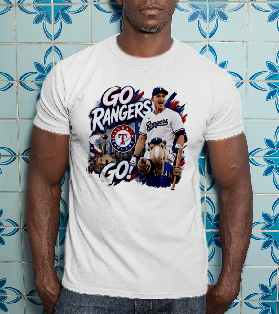 Go Rangers Texas Rangers Baseball Team Spirit Celebration T-Shirt