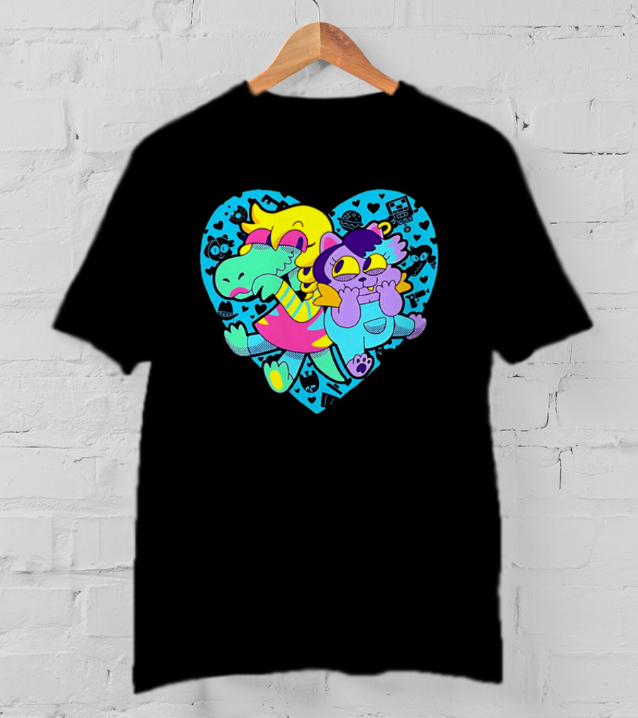 Alphys Mew Mew Heart Art Colorful Character Pair T-Shirt