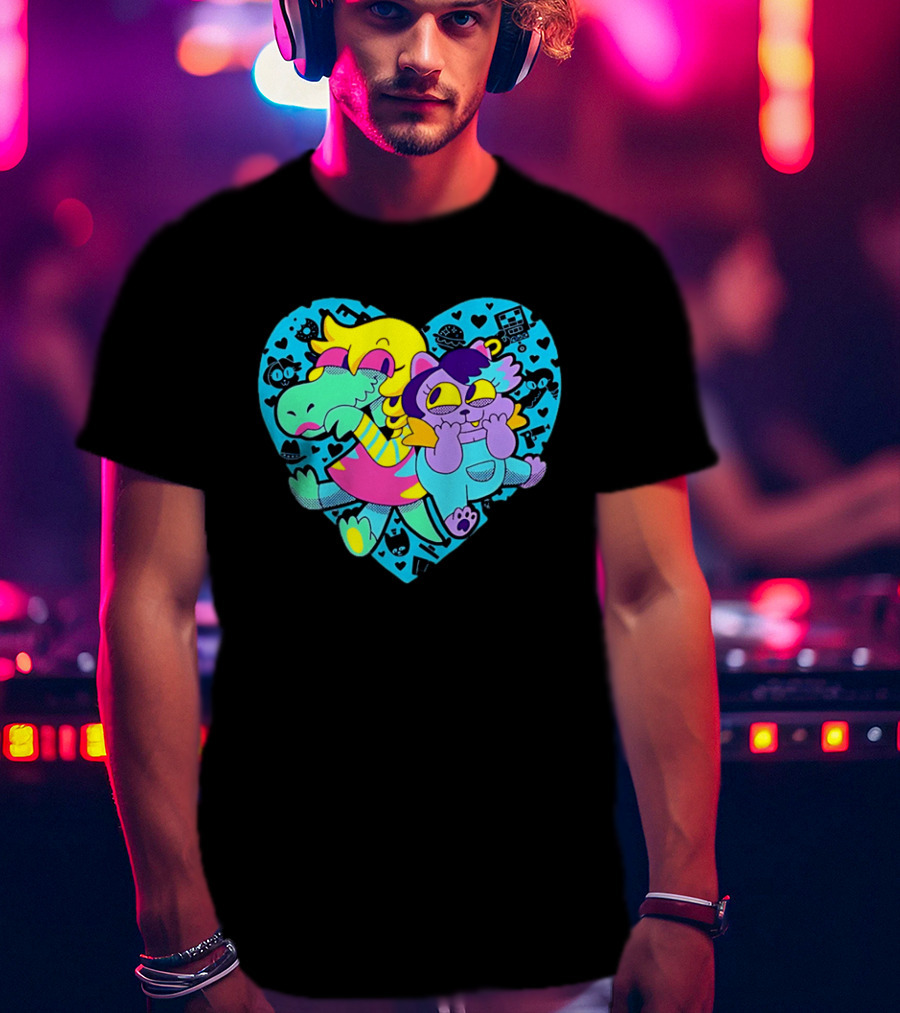 Alphys Mew Mew Heart Art Colorful Character Pair T-Shirt