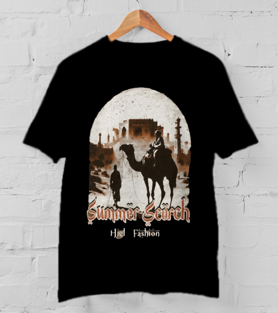Summer Scorch High Fashion Camel Caravan Desert Scene T-Shirt