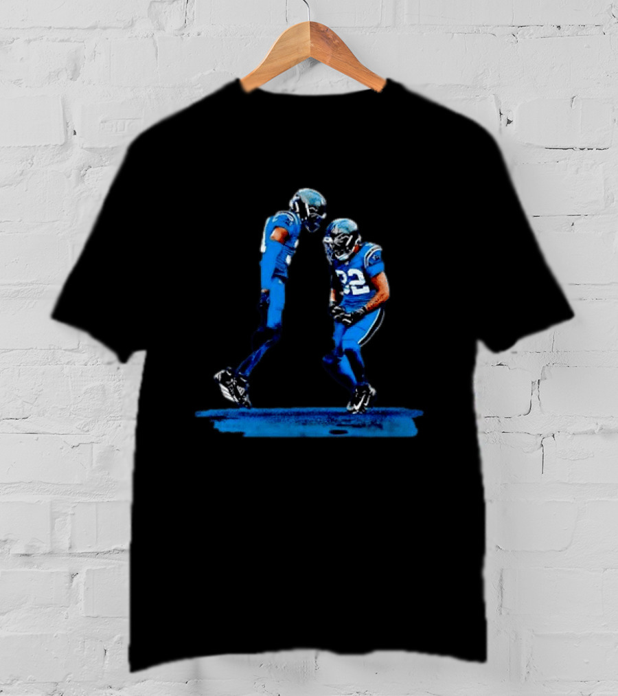 Carolina Panthers Blue Uniforms Players Celebrating Football Team Victory T-Shirt