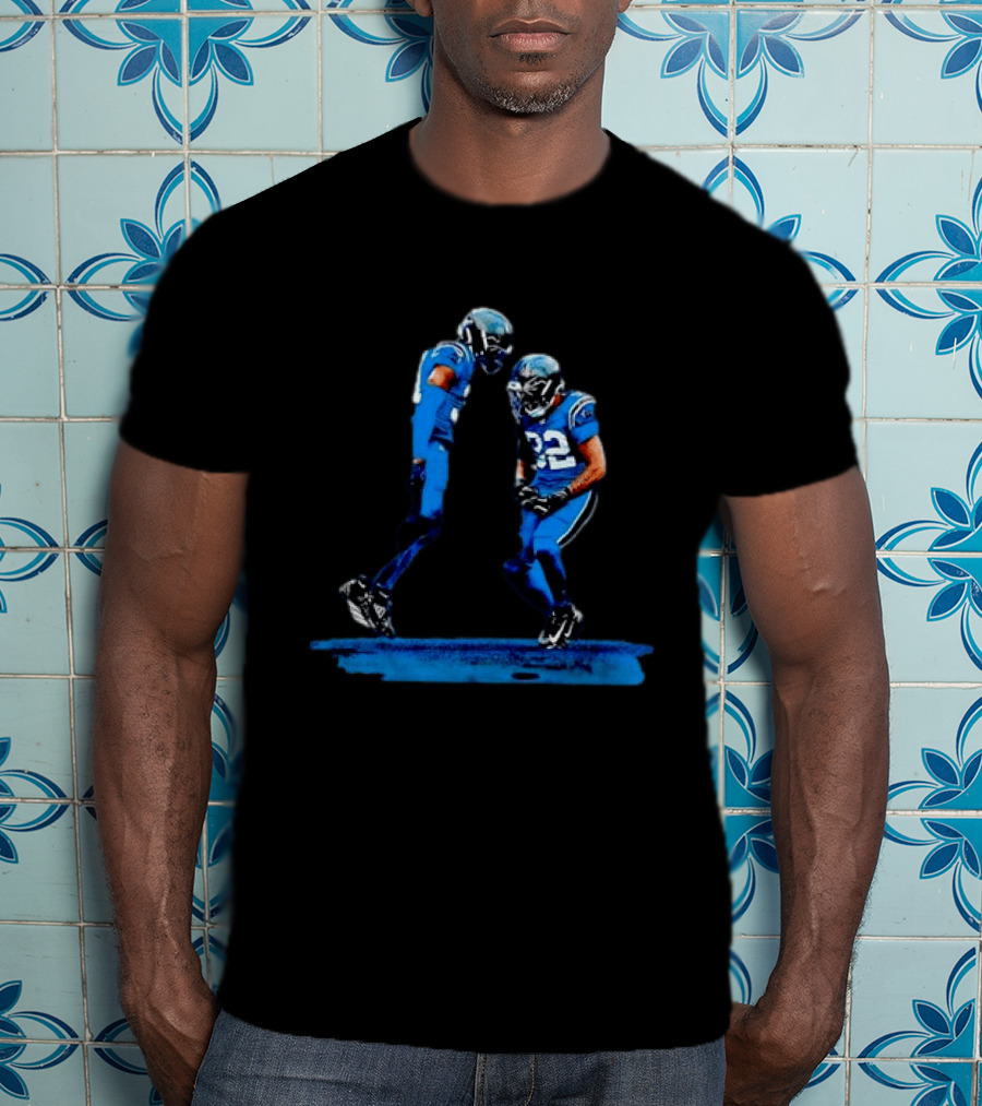 Carolina Panthers Blue Uniforms Players Celebrating Football Team Victory T-Shirt