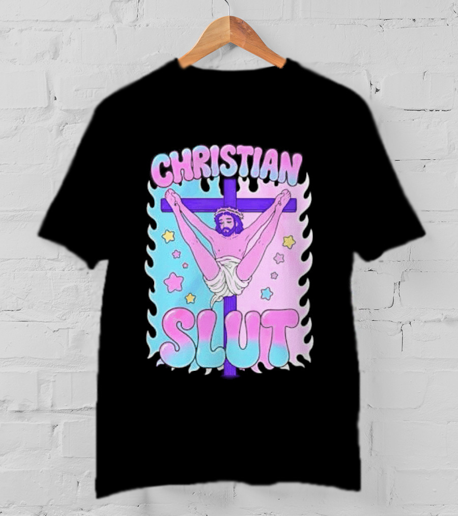 Christian Slut Teen Hearts Jesus Splits Meme T-Shirt