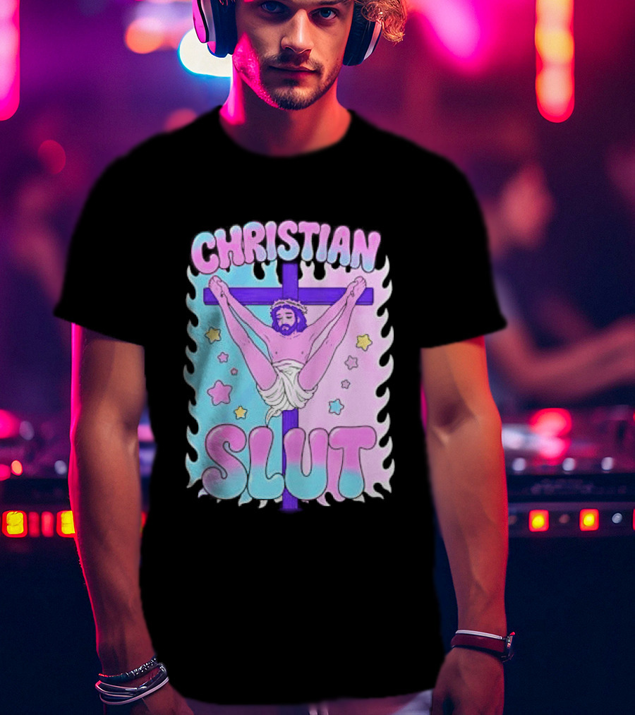 Christian Slut Teen Hearts Jesus Splits Meme T-Shirt
