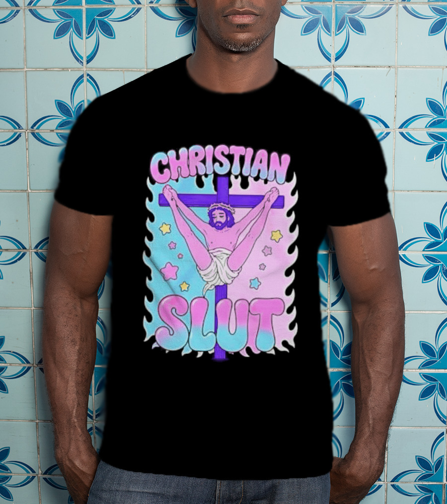 Christian Slut Teen Hearts Jesus Splits Meme T-Shirt