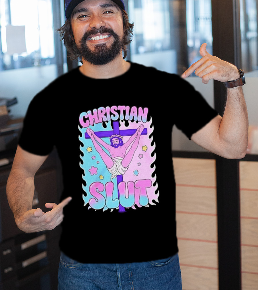 Christian Slut Teen Hearts Jesus Splits Meme T-Shirt