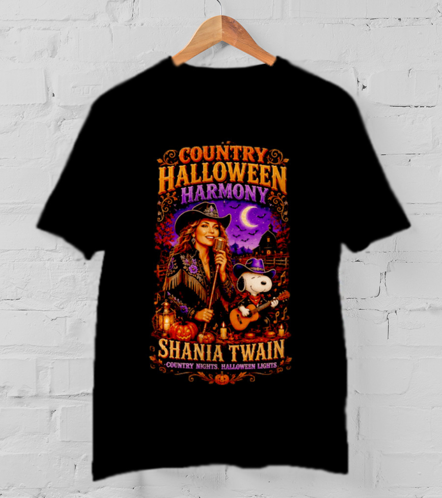 Country Halloween Harmony Shania Twain Snoopy Country Nights Halloween Lights T-Shirt