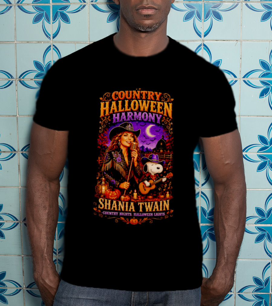 Country Halloween Harmony Shania Twain Snoopy Country Nights Halloween Lights T-Shirt