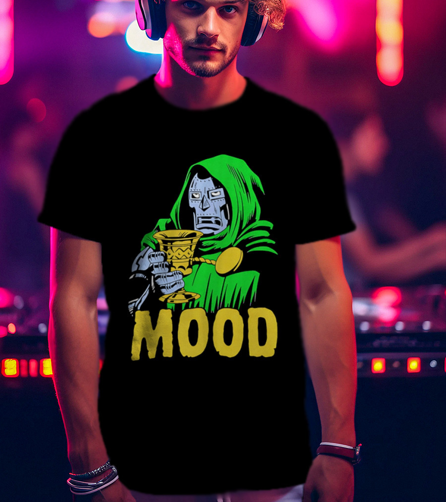 Doom Mood Green Cloaked Character Holding Goblet T-Shirt
