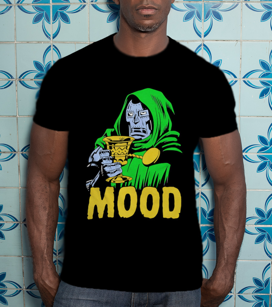 Doom Mood Green Cloaked Character Holding Goblet T-Shirt