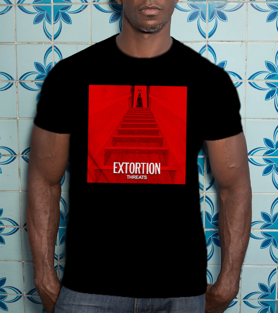 Extortion Threats Dark Stairs Red Scene T-Shirt