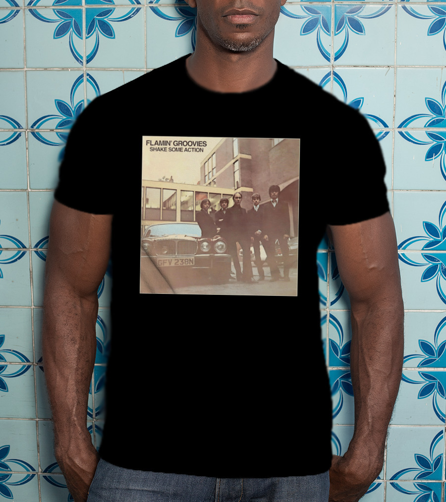 Flamin' Groovies Shake Some Action 50th Anniversary Album Cover Retro Car Scene T-Shirt