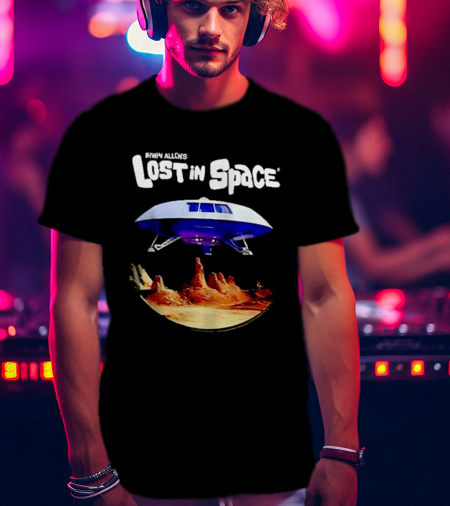 Irwin Allen's Lost In Space Sci Fi Spaceship Over Alien Terrain T-Shirt