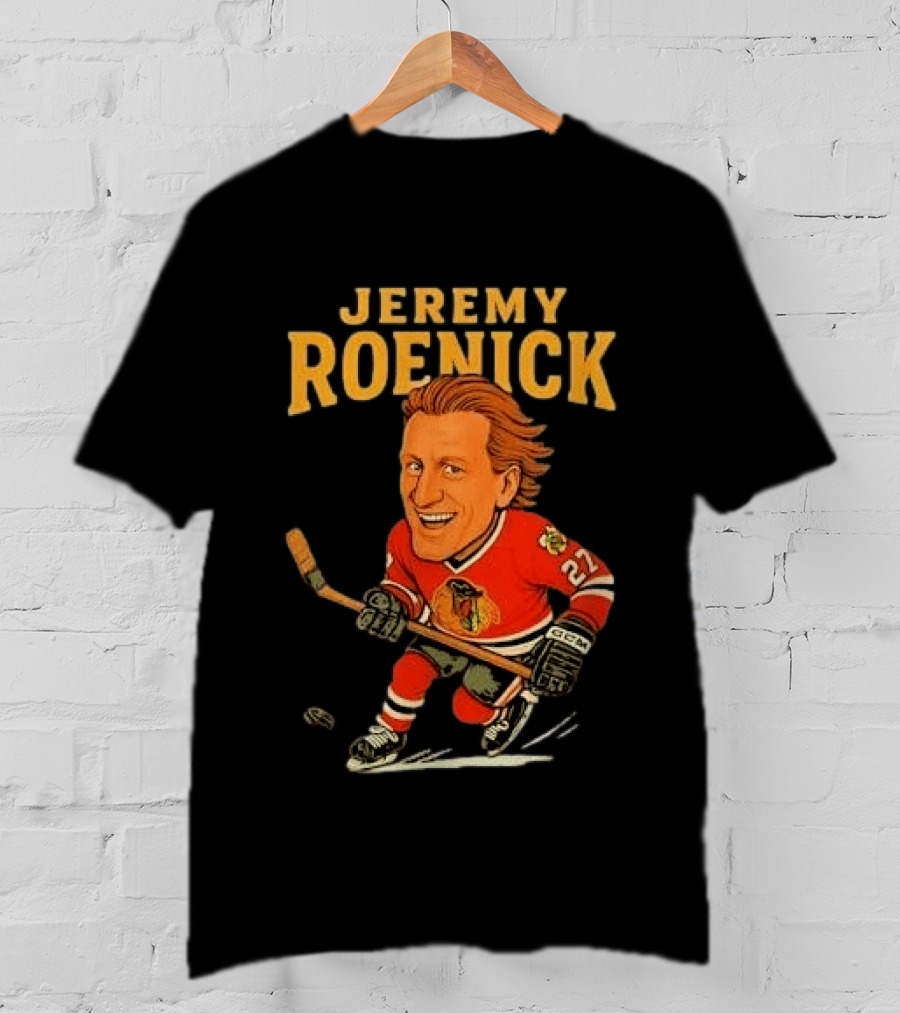 Jeremy Roenick Caricature Chicago Blackhawks Legendary Hockey Star T-Shirt