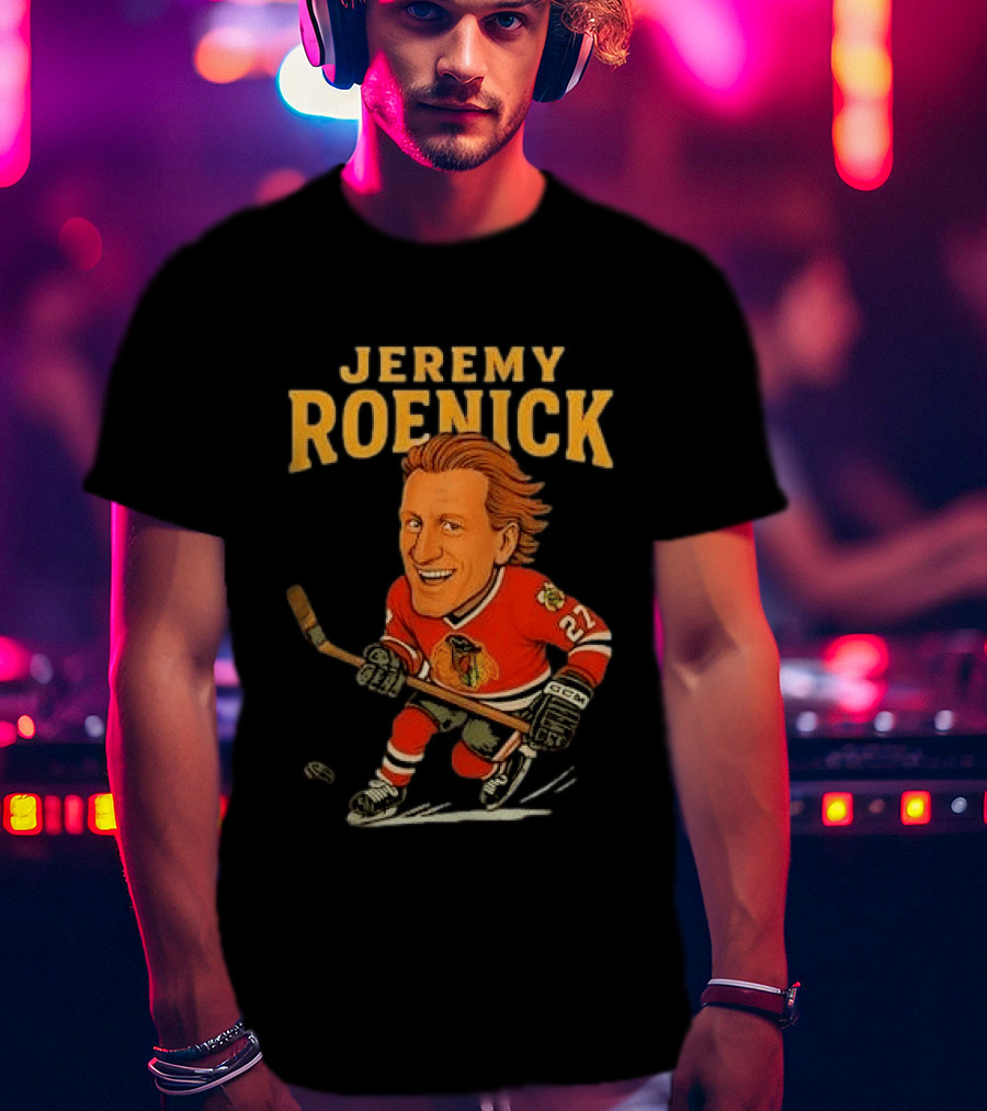 Jeremy Roenick Caricature Chicago Blackhawks Legendary Hockey Star T-Shirt
