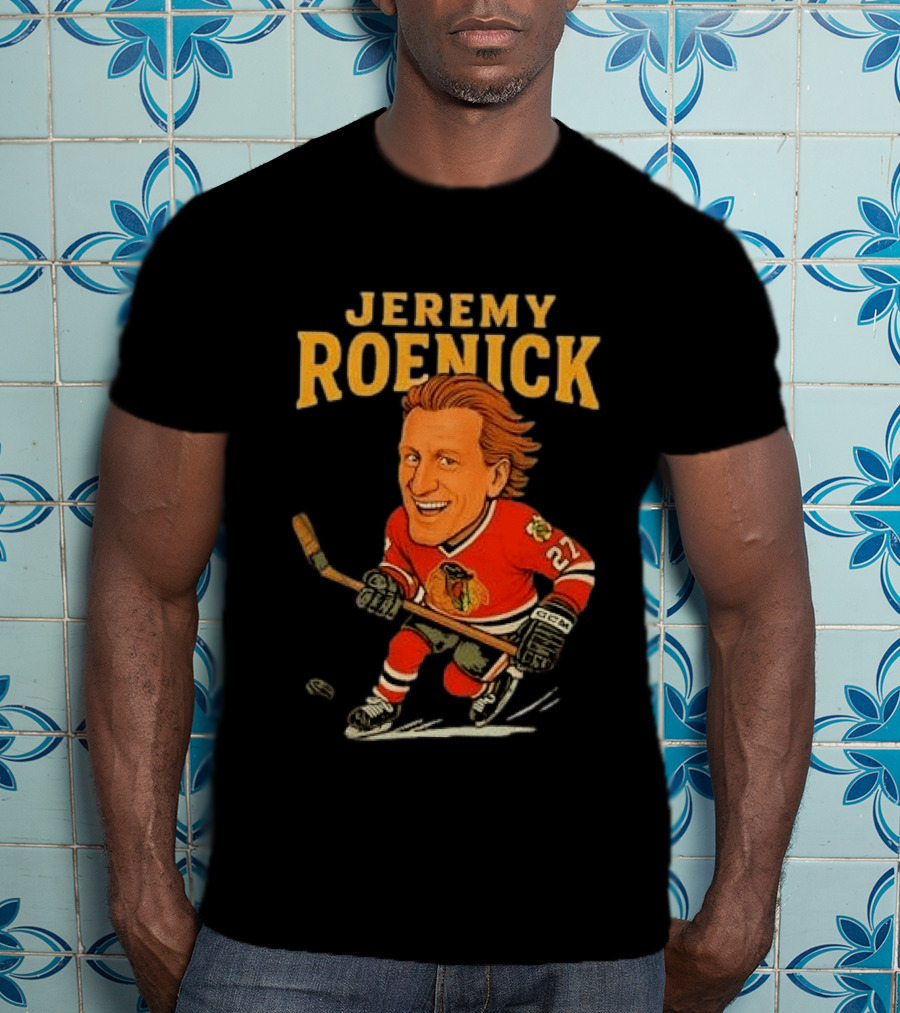 Jeremy Roenick Caricature Chicago Blackhawks Legendary Hockey Star T-Shirt