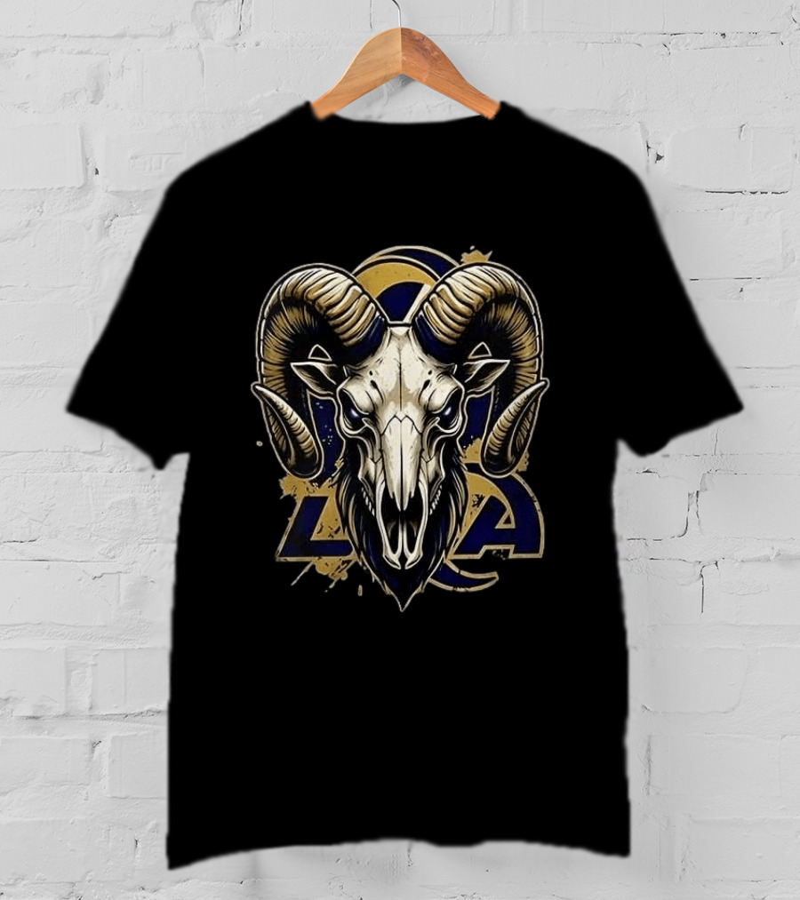 Los Angeles Rams Runs In My Blood Skeleton Skull T-Shirt