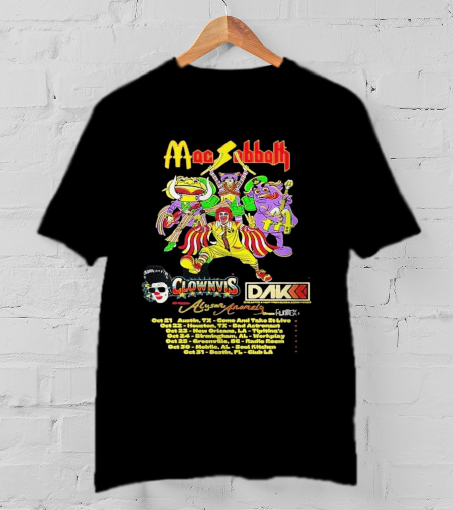 Mac Sabbath Fall 2026 US Tour Clownvis Live Austin Houston Destin FL Oct 21 31 T-Shirt
