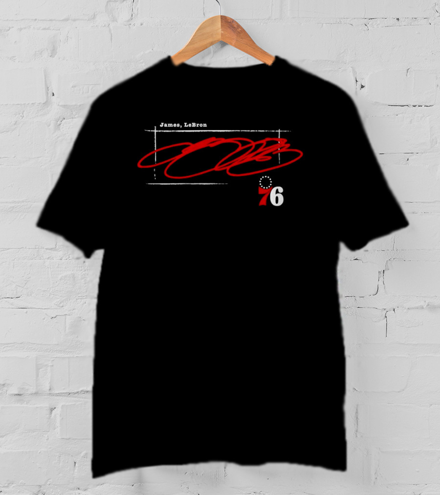 James LeBron 76ers Basketball Red Signature T-Shirt