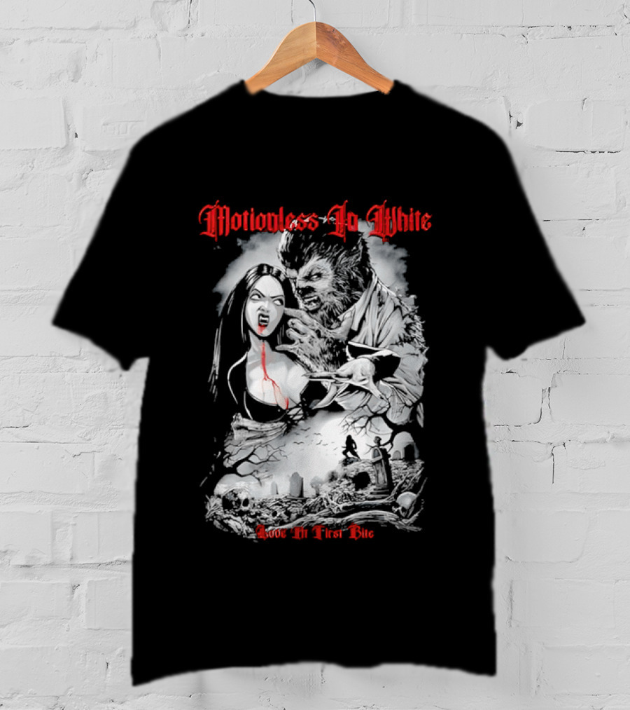 Motionless In White Love At First Bite Vampire And Werewolf Gothic Horror Aesthetic T-Shirt