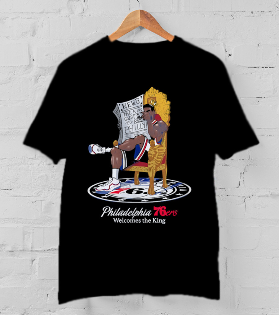 Philadelphia 76ers Welcome The King LeBron James Caricature T-Shirt