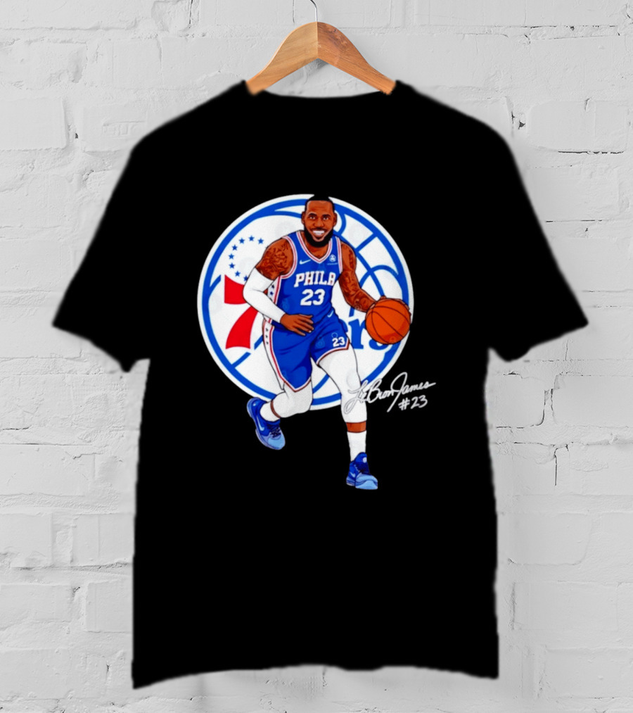 Philadelphia 76ers 23 LeBron James Blue Basketball Phila 76ers T-Shirt