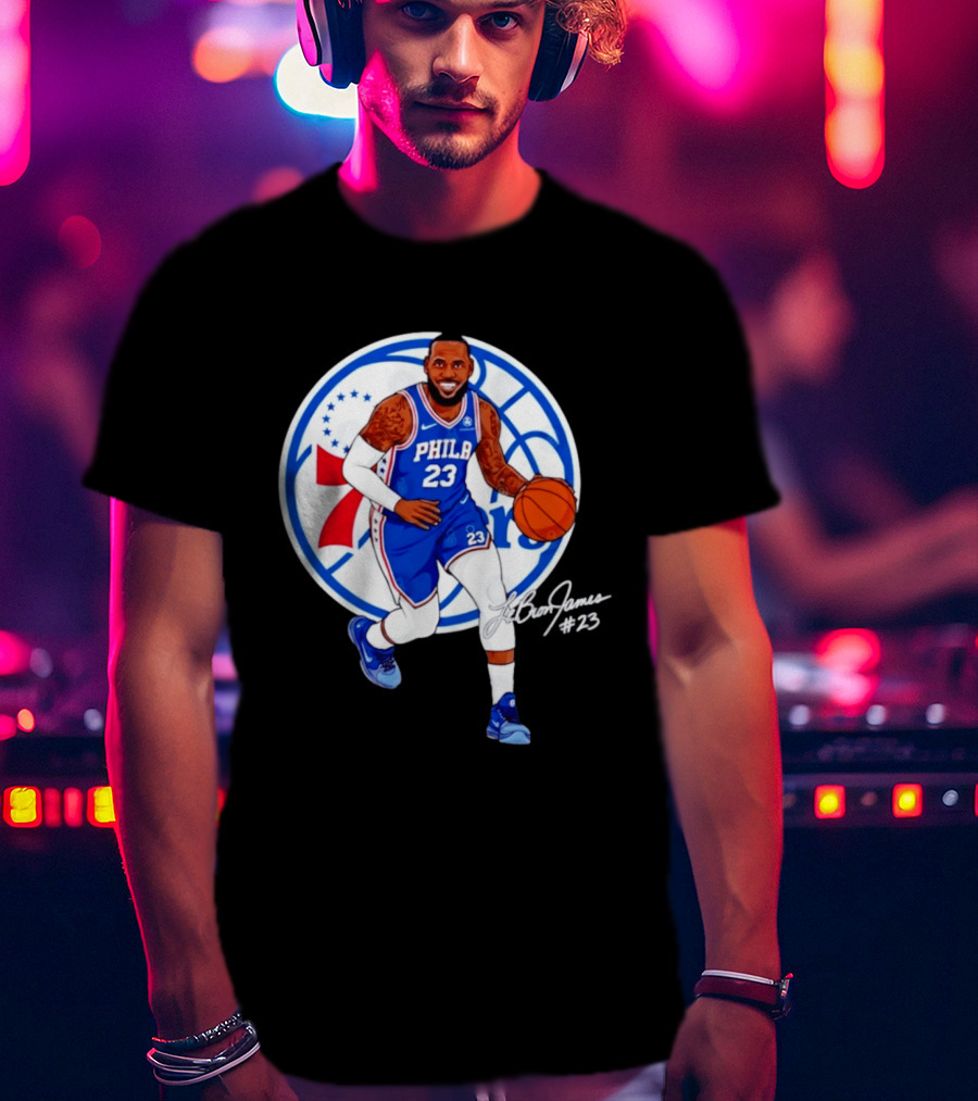 Philadelphia 76ers 23 LeBron James Blue Basketball Phila 76ers T-Shirt