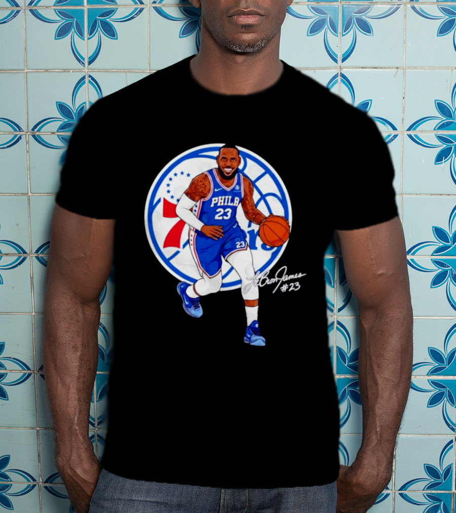 Philadelphia 76ers 23 LeBron James Blue Basketball Phila 76ers T-Shirt
