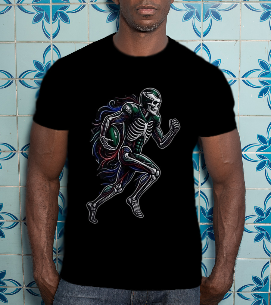 Philadelphia Eagles Skeleton Runs In My Blood Football Spirit T-Shirt