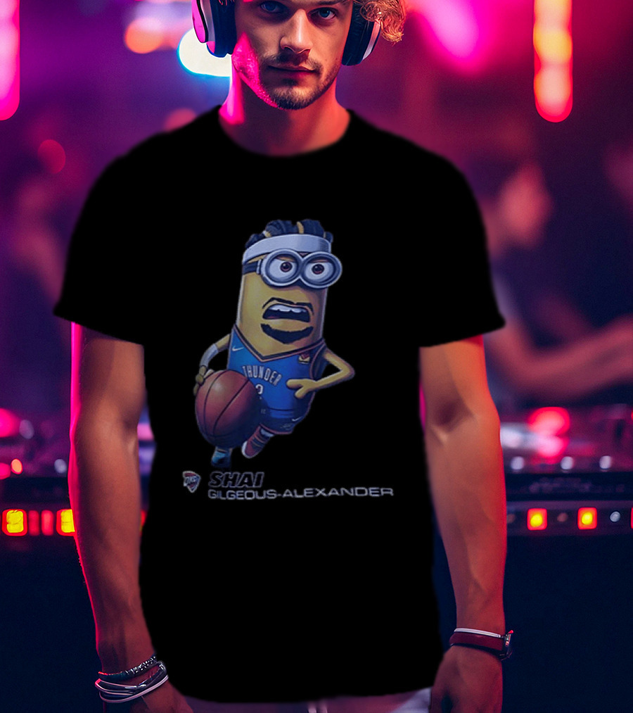 OKC Thunder NBA Shai Gilgeous Alexander Minion Basketball Player T-Shirt