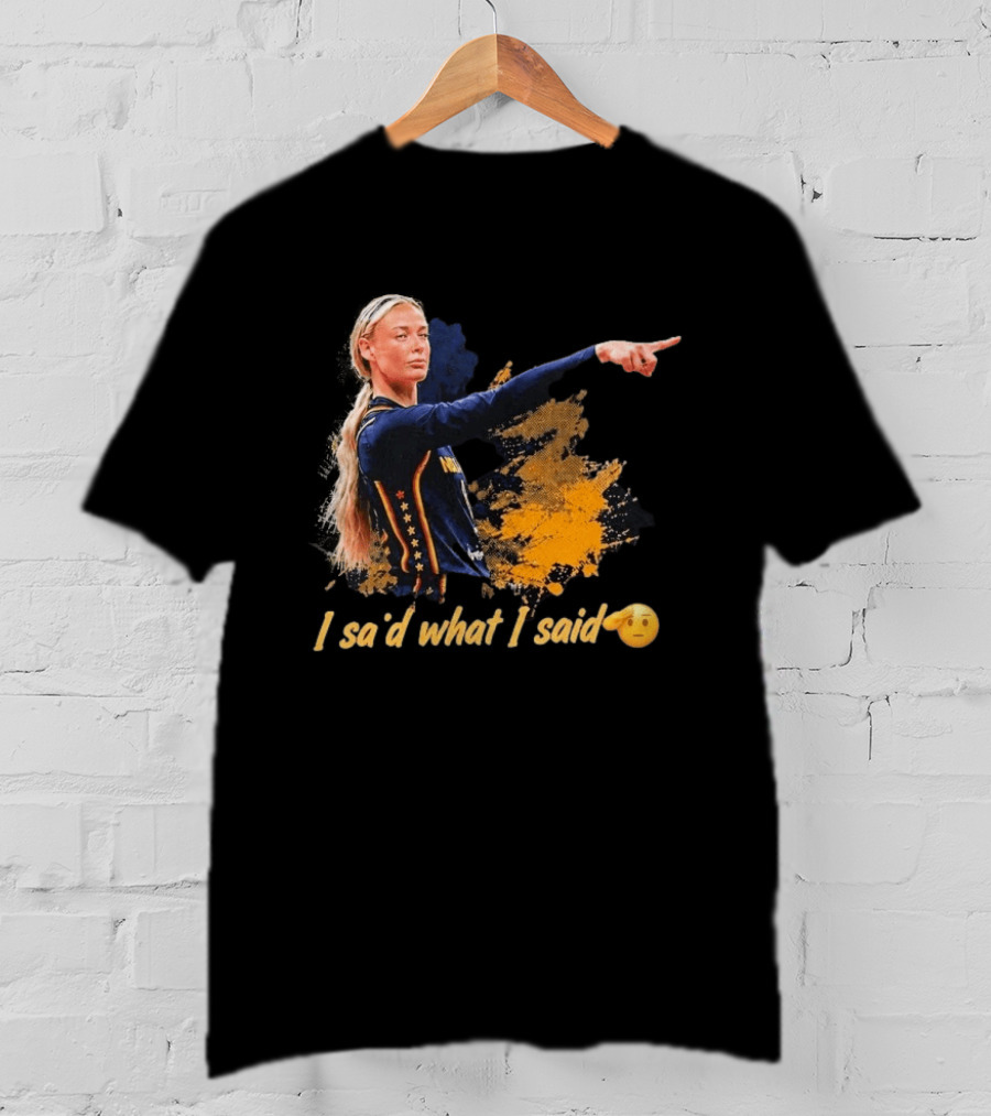 Sophie Cunningham I Said What I Said Yellow And Blue Basketball Emoji T-Shirt