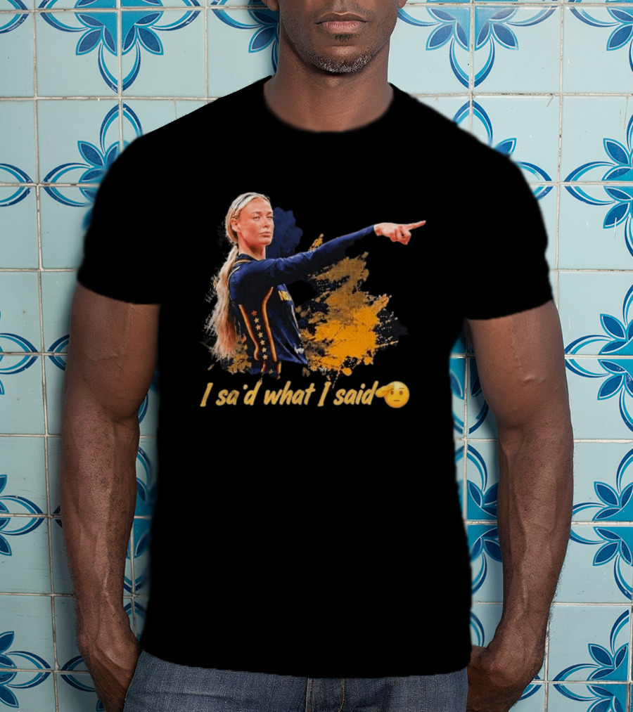 Sophie Cunningham I Said What I Said Yellow And Blue Basketball Emoji T-Shirt
