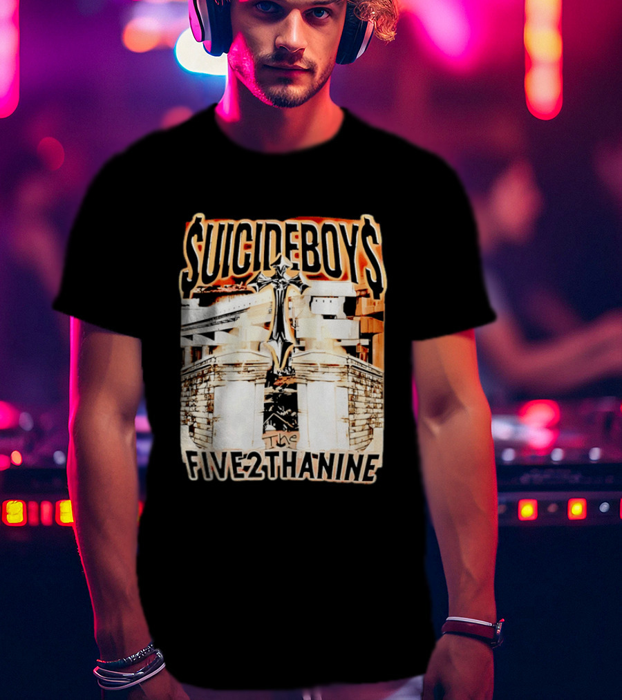 SUICIDEBOYS The Five2thanine Gothic Cross Block Letters T-Shirt