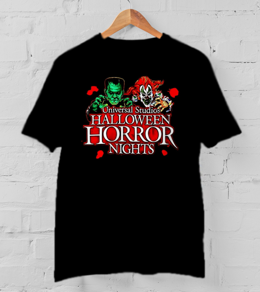 Universal Studios Halloween Horror Nights 2026 Classic Monsters And Killer Clowns T-Shirt