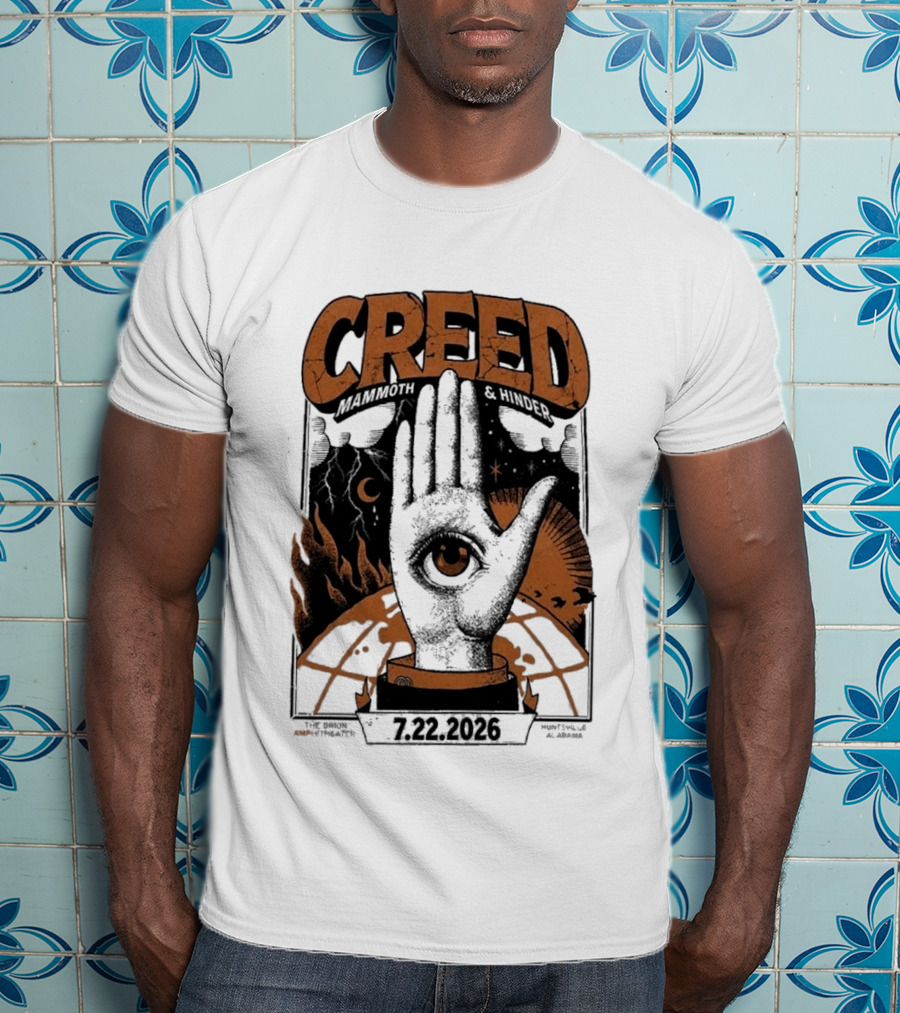 Creed Huntsville Alabama 2026 Event Orion Amphitheater July 22 Eye In Hand T-Shirt
