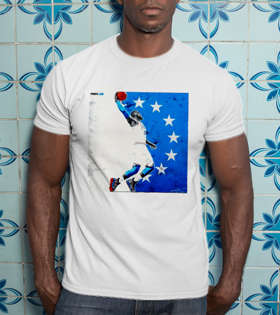LeBron James Philadelphia 76ers Finish Line Stars Basketball Dunk T-Shirt