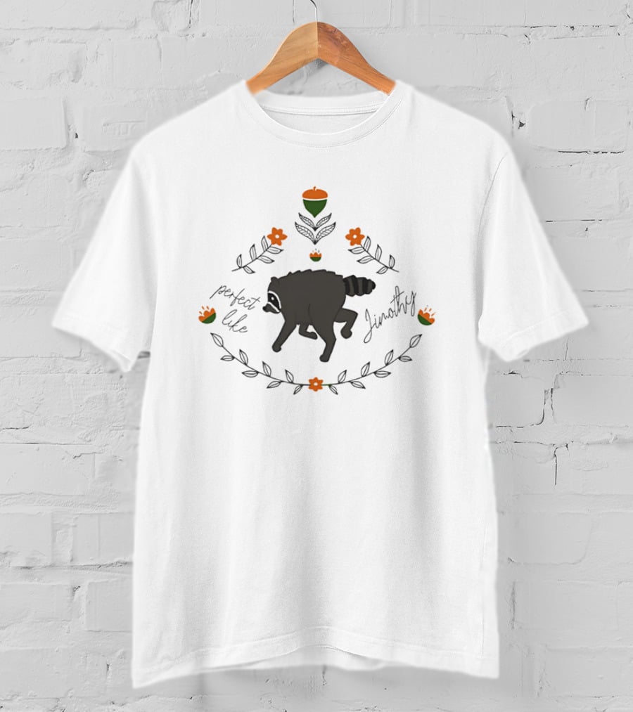 Perfect Like Jimothy Raccoon Acorn Leaf Floral T-Shirt