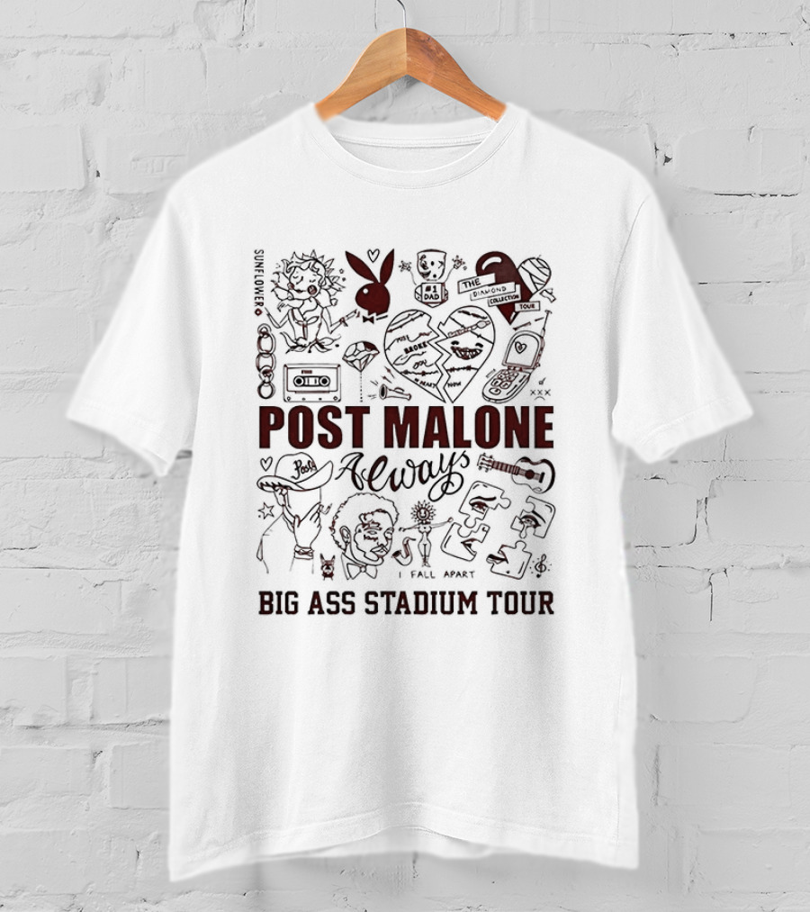 Post Malone Loves Iowa Big Ass Stadium Tour 2026 Iowa State Cyclones Jack Trice Stadium T-Shirt