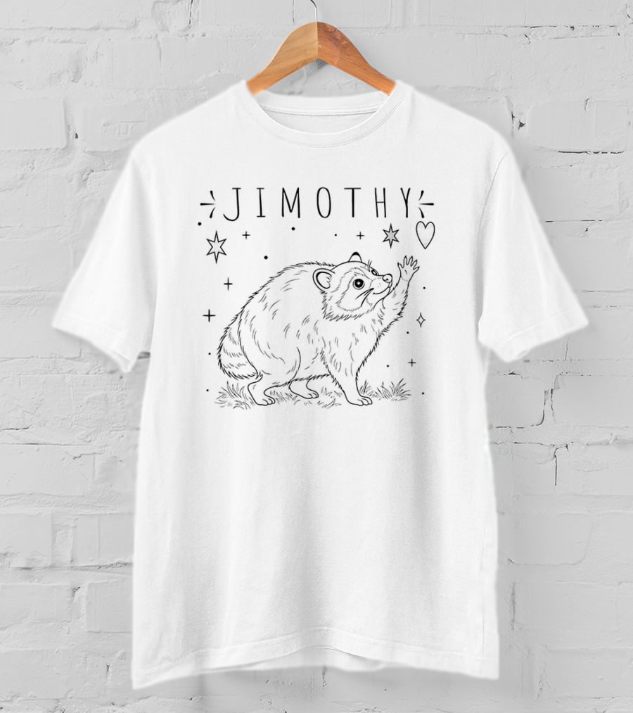 Jimothy Raccoon Reaching For Celestial Stars And Heart T-Shirt