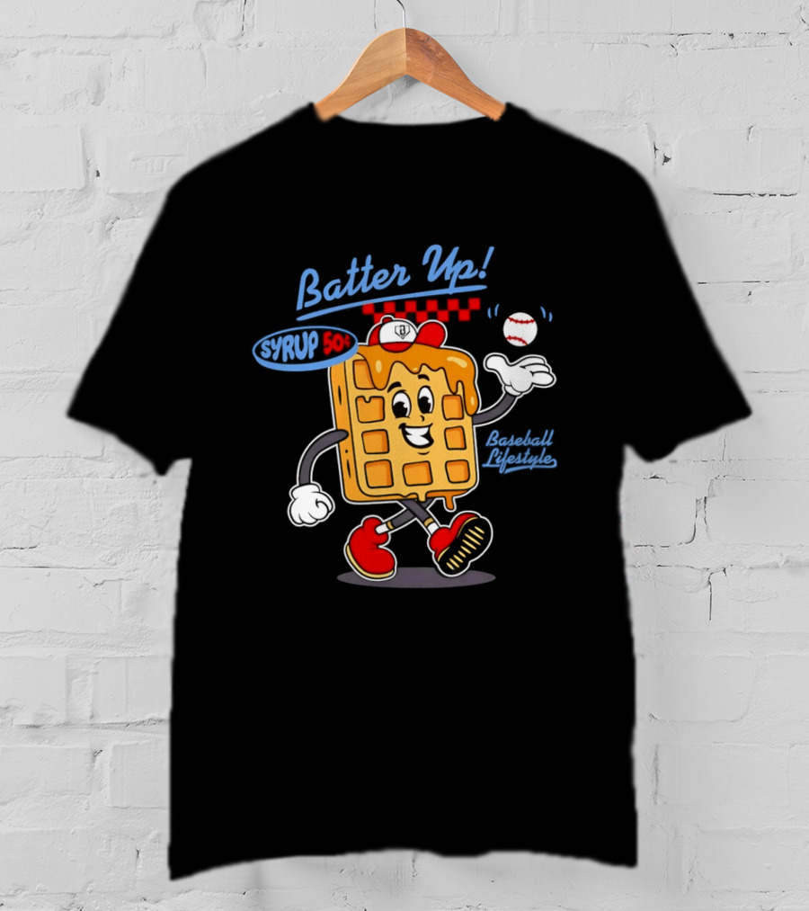 Batter Up Syrup Baseball Waffle Fun Sports Lifestyle T-Shirt