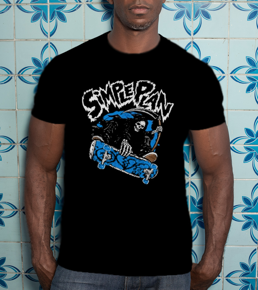Simple Plan Skeleton Skater With Scythe 2026 T-Shirt