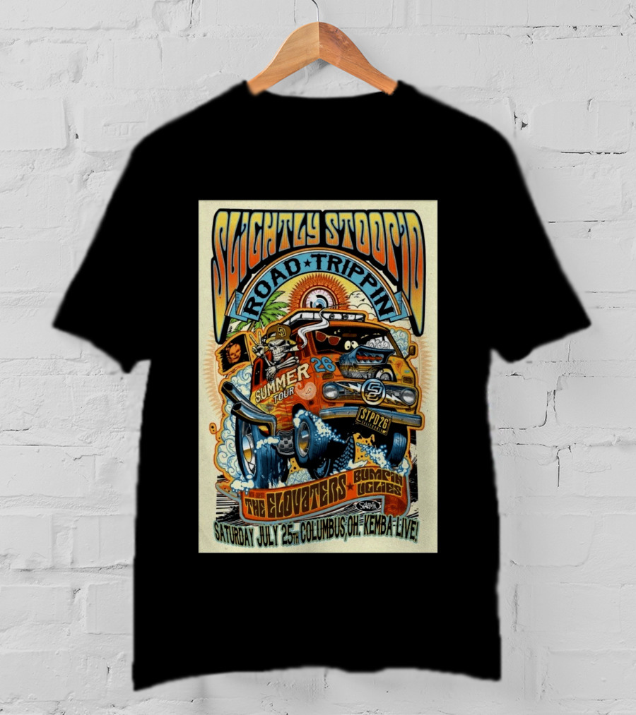 Slightly Stoopid Summer Tour Road Trippin' Columbus OH July 25 2026 Kemba Live The Elovators Bumpin Uglies T-Shirt