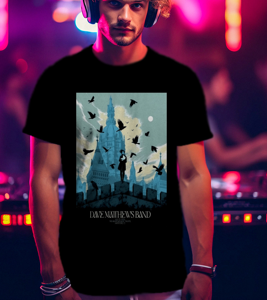 Dave Matthews Band July 25 2026 The Meadows Music Theatre Hartford CT Birds And Gothic Architecture T-Shirt