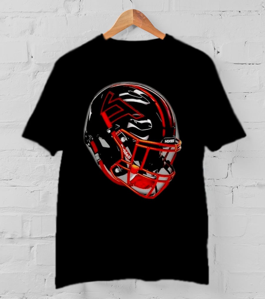 VT Hokies Black Orange Football Helmet Performance Sports Gear T-Shirt