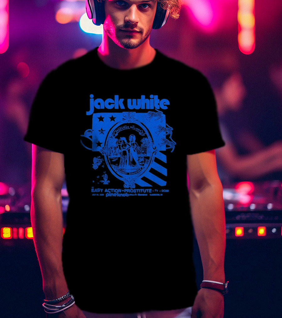 Jack White Easy Action Records Detroit Michigan 2026 Pine Knob Music Theatre Event July 25 T-Shirt