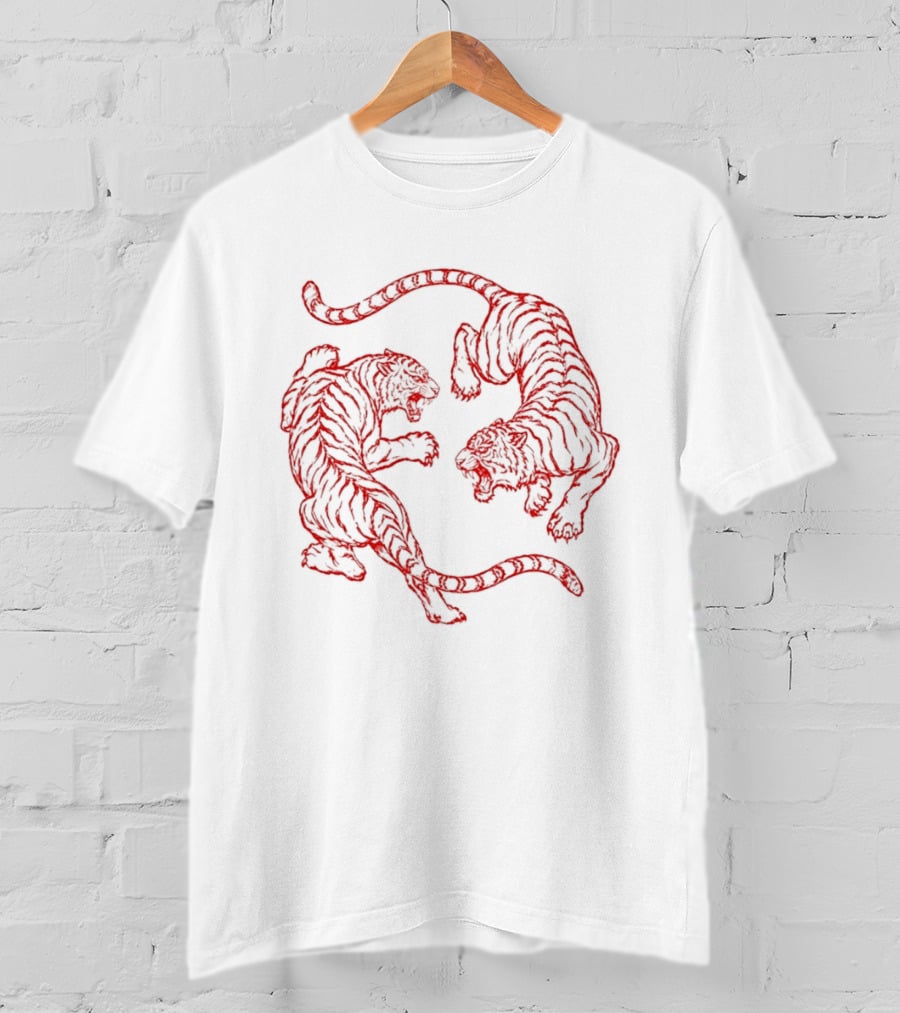 Japanese Fighting Tigers Tiger Red Duel T-Shirt