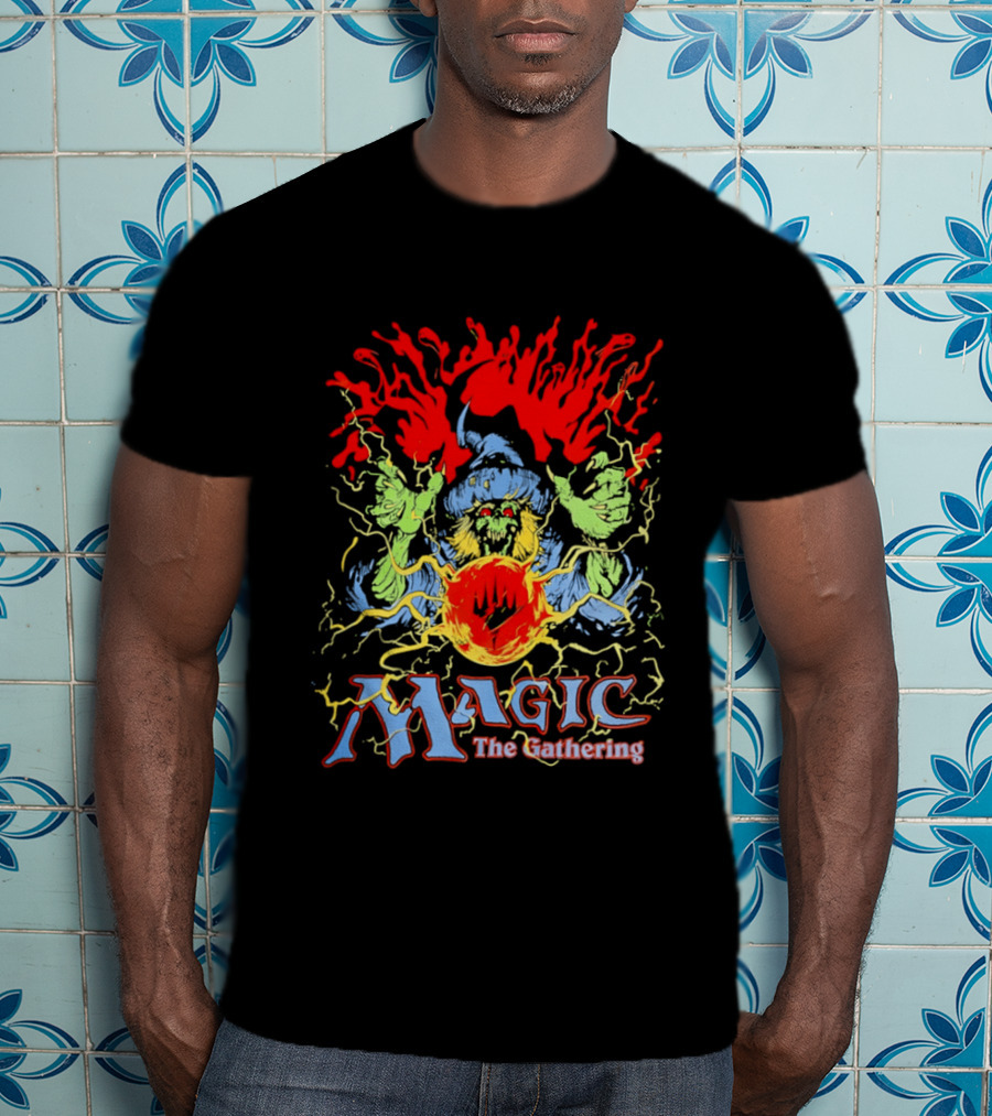 Magic The Gathering Wizard Elemental Spellcaster Mystical Flames T-Shirt