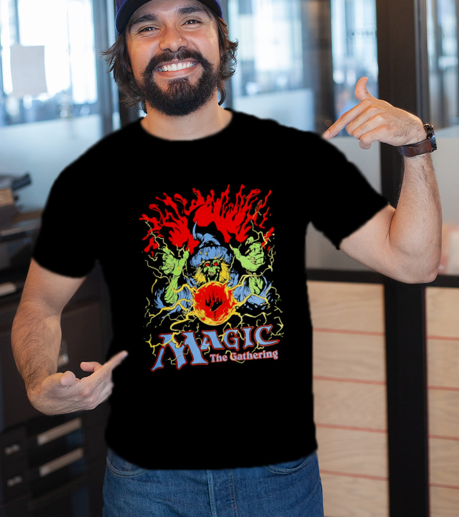 Magic The Gathering Wizard Elemental Spellcaster Mystical Flames T-Shirt