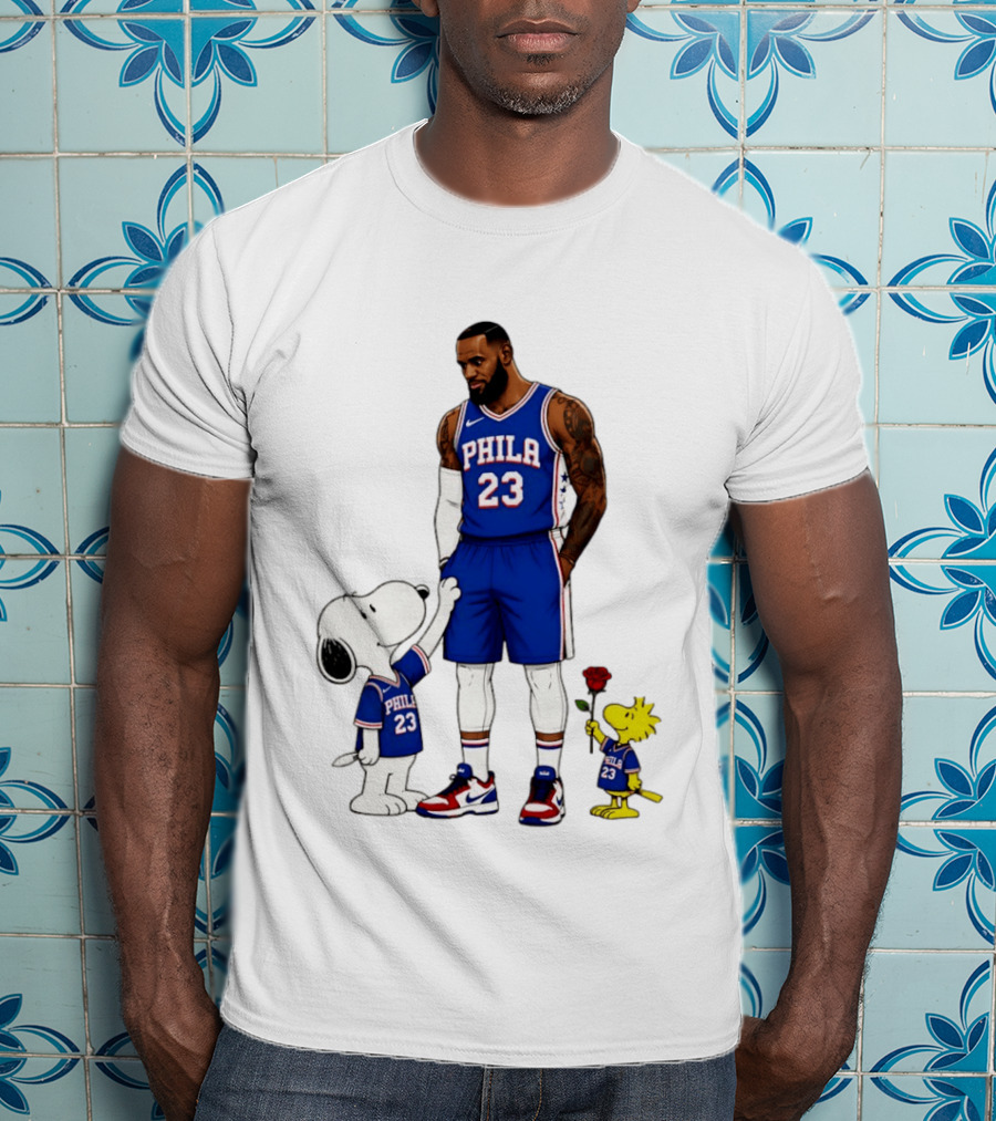 Philadelphia 76ers LeBron James With Snoopy And Woodstock 2026 T-Shirt