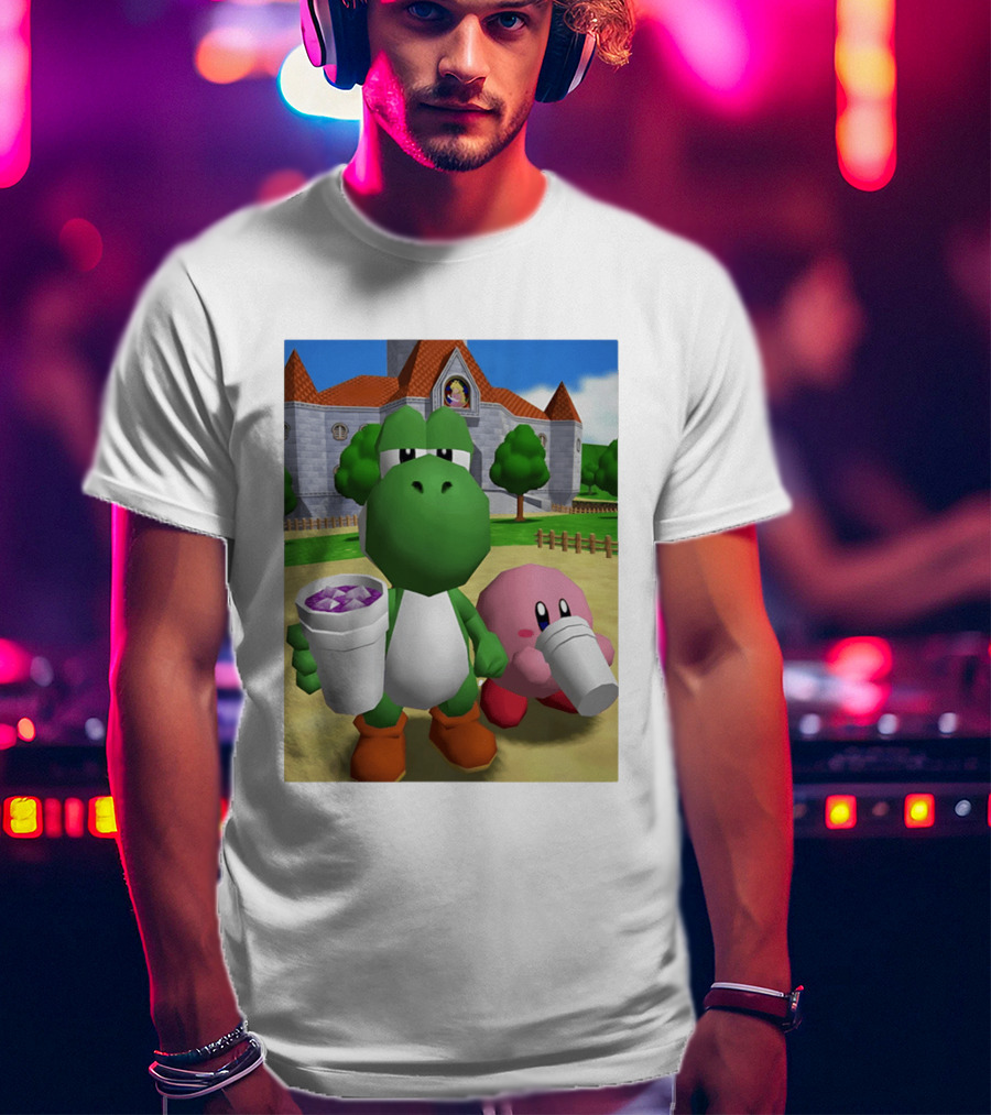 Yoshi Kirby Lean Purple Drink Castle Scene T-Shirt
